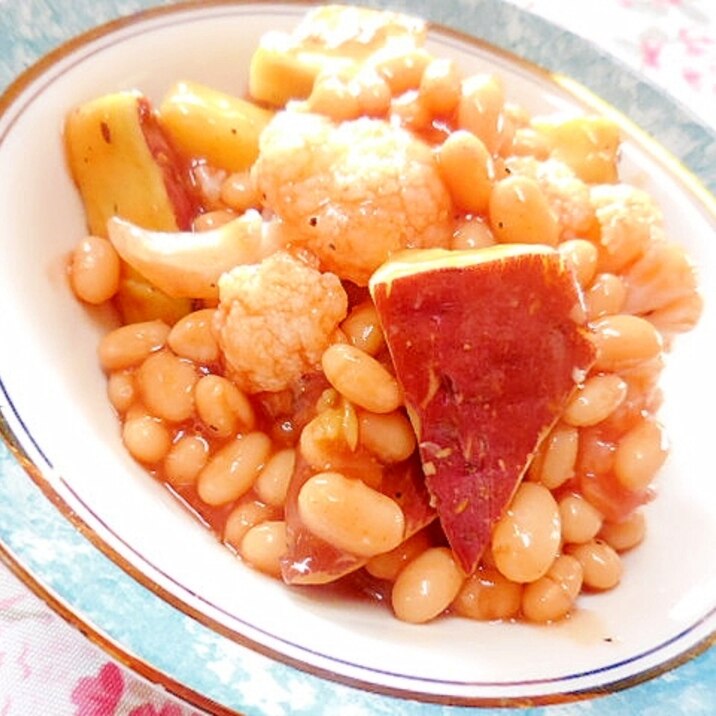 ❤白いんげん豆と薩摩芋とカリフラワーのトマト煮❤